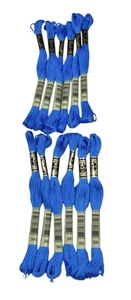 12 Skeins DMC Cotton Embroidery Floss Electric Blue 3843 France 8.7y Each NEW - Picture 1 of 5