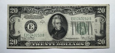 1934 D $20 Federal Reserve Note, Richmond, Virginia - Image 1 of 2