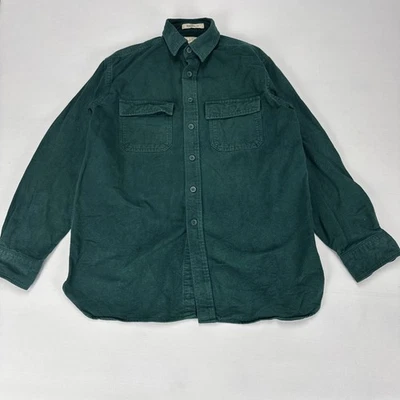 LL BEAN Chamois Shirt Mens Medium Heather Green Long Sleeve Button Up Classic - Image 1 of 4