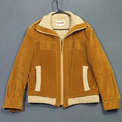 McGregor VTG Bomber Jacket Men's 40 Brown Corduroy Knit Lining Epaulets Aviator - Image 1 of 4