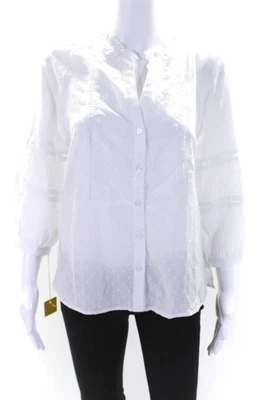 Renuar Womens Swiss Dot Embroidered 3/4 Sleeve Top Blouse White Size Medium - Image 1 of 4