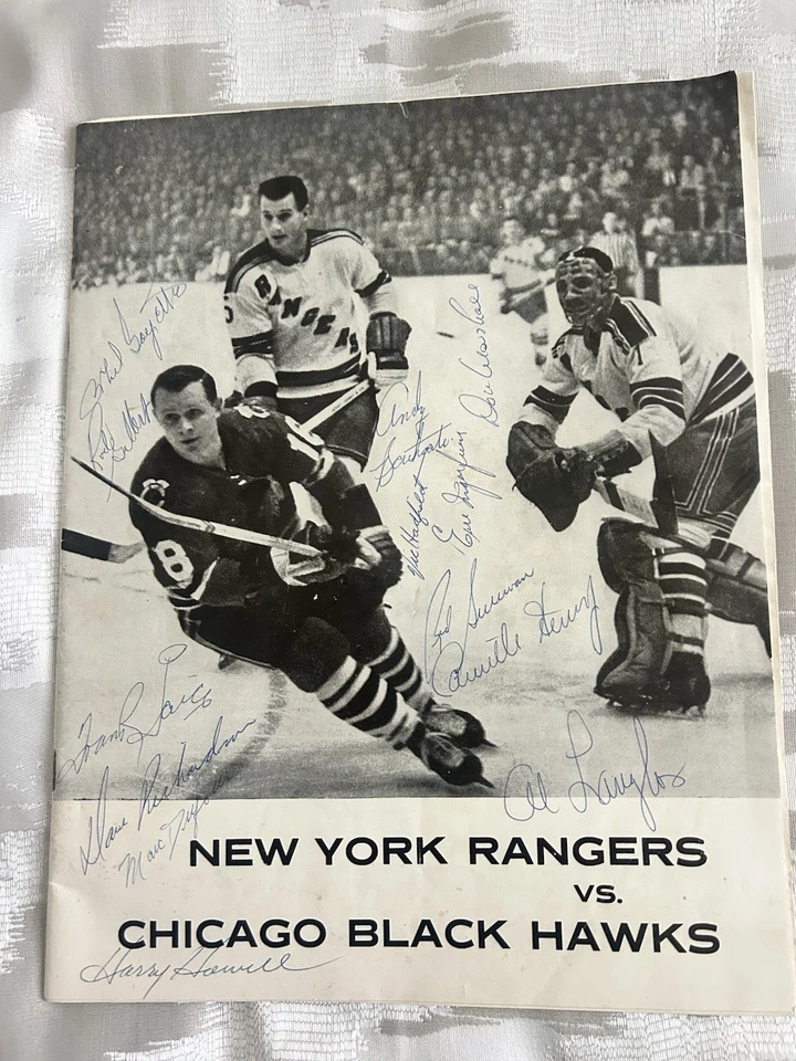 1963-64 NY Rangers Program Signed Gilbert Howell Hadtield Bathgate & 9 Others - Image 1 of 3
