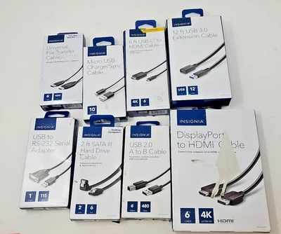Lot 32X INSIGNIA Multiple Types of Cable, DIV-HDMI, from 1' to 12' - Opened Box - Image 1 of 3