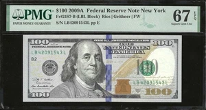 2009A US $100 (Federal Reserve Note New York) ☆PMG 67 EPQ☆ Superb Gem Unc - Picture 1 of 2