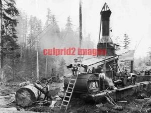 OR WA Pacific Northwest Logging Donkey Engines & Crew REPRODUCTION - Picture 1 of 1