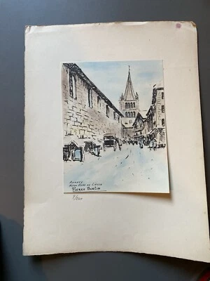 Savoie ancienne aquarelle sur lithographie Pierre Burtin Annecy N.D. Liesse - Photo 1/4