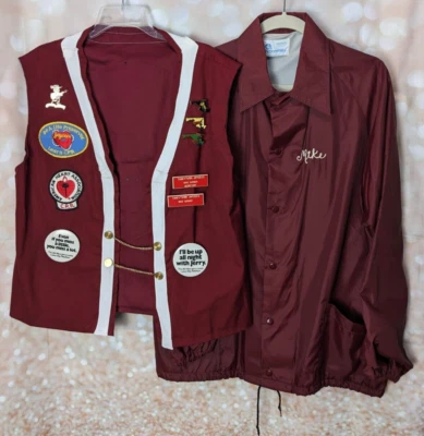 Taneytown Jaycees “Mike” Vest & Windbreaker Jacket with Buttons Pins & Patches L - Image 1 of 4