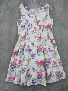 Vintage Chadwicks Dress Womens 14 Petite Pleated Cottage Pleated Button Front - Picture 1 of 8