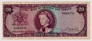 TRINIDAD AND TOBAGO $20 1964 P-28b QE II Circulated Note N863751 - Picture 1 of 3