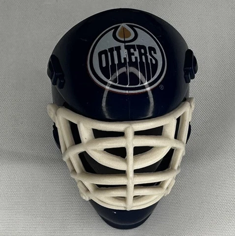 Edmonton Oilers Hockey Goalie Mini Helmet Franklin NHL 1.5" Blue White Vintage! Cover