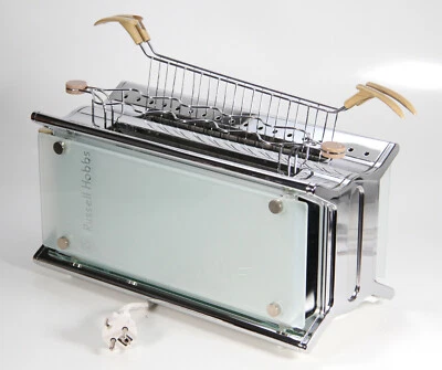 RUSSEL HOBBS Glas Line Toaster für 4 Scheiben inkl Brötchenaufsatz Sandwichzange - Bild 1 von 4
