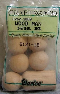 Darice Craftwood - Package of 3 Pc Unfinished Wood: 2-5/16" Wood Man / 9121-18 - Picture 1 of 1