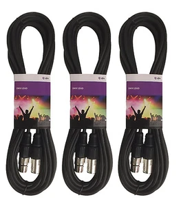 3 x QTX 6M DMX Lighting XLR Signal Cable Lead 110 Ohm DJ Disco Band Light - Picture 1 of 2
