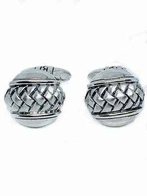 Gemelos ovalados Scott Kay de plata de ley Foto 1 de 4