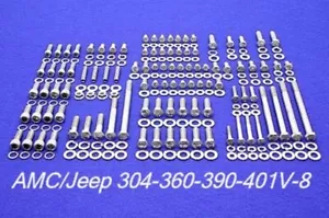 AMC JEEP V8 ENGINE BOLTS KIT STAINLESS STEEL HEX SCREW 290 304 343 360 390 401 - Picture 1 of 1