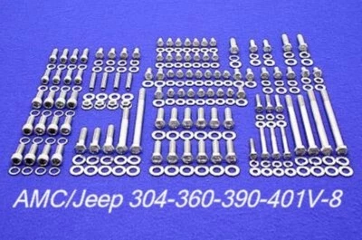KIT TORNILLOS MOTOR AMC JEEP V8 ACERO INOXIDABLE TORNILLO HEXAGONAL 290 304 343 360 390 401  Foto 1 de 4