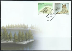 Lithuania 2021 FDC cover Eurasian Lynx & Grey Seal ** WWF ** - Picture 1 of 1