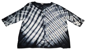 Erin London Women Monochrome Grayscale 3/4 Sleeve Blouse Size 3X - Picture 1 of 6