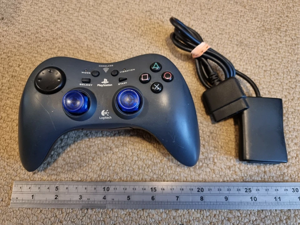 SONY PLAYSTATION 1 2 PS1 PS2 LOGITECH CORDLESS CONTROLLER Wireless RF Game Pad - Image 1 of 2