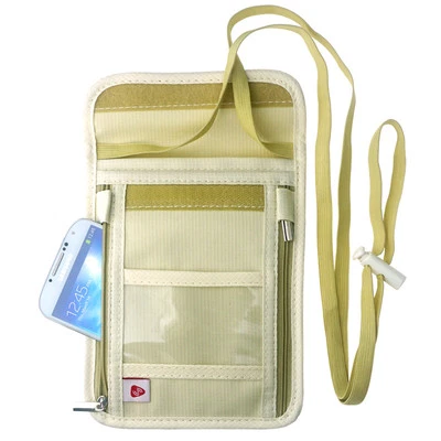 FORAPID RFID-Blocking Travel Passport Holder Neck Pouch Stash/Anti-Theft Hidden-Khaki