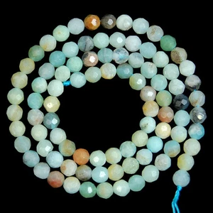 Faceted Natural Colorful Amazonite Round Beads 15.5" 4,6,8,10,12mm - Picture 1 of 5