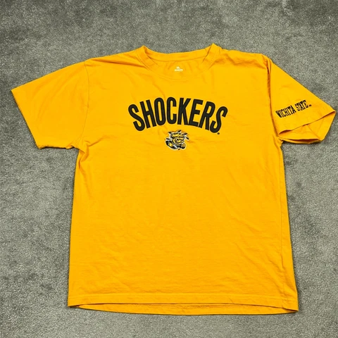 Wichita State Shockers Shirt Mens Extra Large Yellow Short Sleeve Crew Neck NCAA Cover