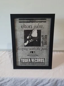 Elton John Tower Records Sleeping Past 1989 FRAMED ADVERT MUSIC POSTER A4 8X12" - Imagen 1 de 2