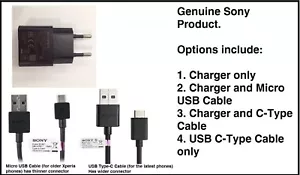 Genuine Sony EP800 EU Mains Charger & USB Cable for Sony Xperia Mobiles - Picture 1 of 20