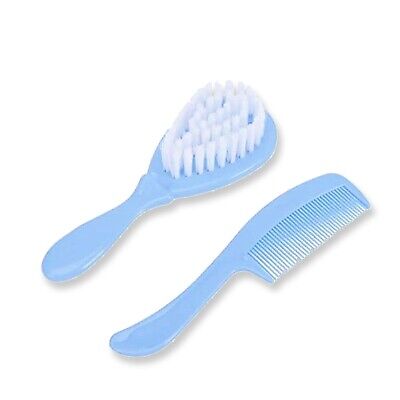 Blue Baby Hair Brush Comb Set Soft Tangle Free Newborn Toddler Travel Home  Uk • 3.29£