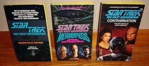 STAR TREK: THE NEXT GENERATION-3 Books-FARPOINT-Metamorphosis-Contamination-1st! - Picture 1 of 12