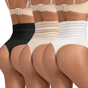 High Waist Thong Panty Tummy Control Shaping Underwear Compression Panties - Picture 1 of 35