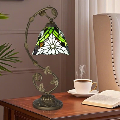 Lámpara Tiffany, lámpara de vitral 21X11X8 pulgadas, crisantemo blanco estilo Tiffany Foto 1 de 4