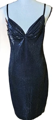 BeBe Women Black Sequin Midi Dress SZ L BodyCont,Party/Cocktail,Formal,Prom,HCO - Image 1 of 4