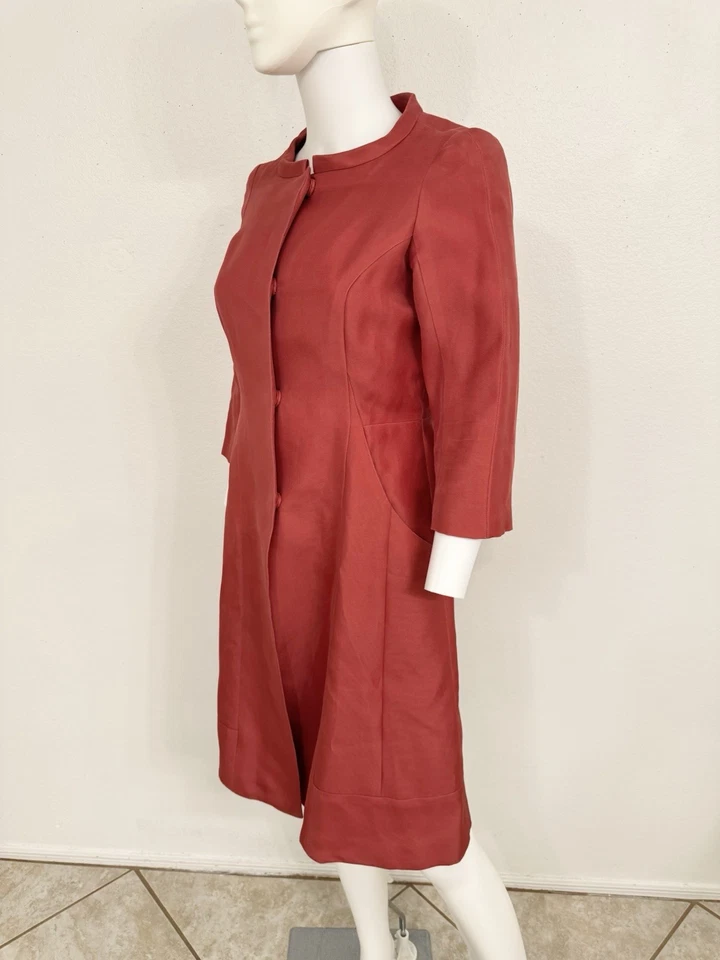 J. Mendel Persimmon Silk Gazar Organza Coat Made US Fits M - Image 1 of 4