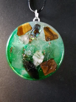 Orgonit Anhänger Herz Anahata Chakra Orgon "Manifestation"  Aventurin Tigerauge  - Bild 1 von 4