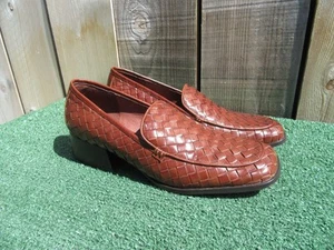 Zapatos Mocasines Jeffrey Campbell Brodric Marrón Cuero Tejido Para Mujer Talla 10 - Imagen 1 de 10