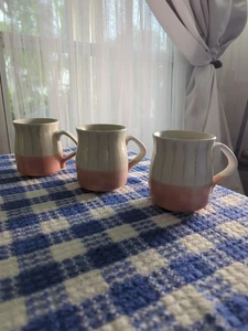 Kaffeetassen 3er Set Rosa Zweifarbig Glasur - Bild 1 von 4