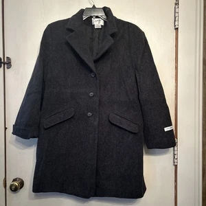 Jacqueline Ferrar Women's Long Heavy Gray Grey Button Down Coat Sz 16, 100% Wool - Picture 1 of 13