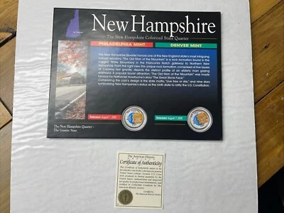 NEW HAMPSHIRE 2000 P & D Mint Set Colorized State Quarter COA New L30 - Image 1 of 3
