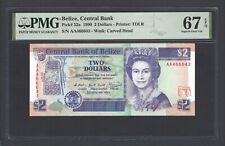 Belize 2 Dollars 1-5-1990 P52a Uncirculated Grade 67