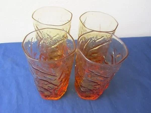 Set of four Morgantown  Topaz  Driftwood Crinkle Tumblers LOT A 25 - Picture 1 of 6