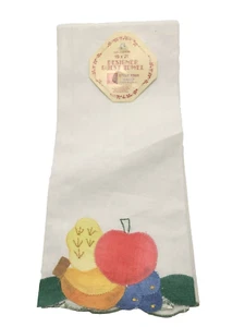 Vtg NWT Linen American Crafts Guest Cotton Tea Towel Fruit Appliqué 15x21 NOS - Picture 1 of 6
