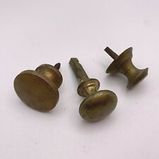 Antique Cast Brass heavy lot 3 knobs cabinet drawer pull  round nice patina 