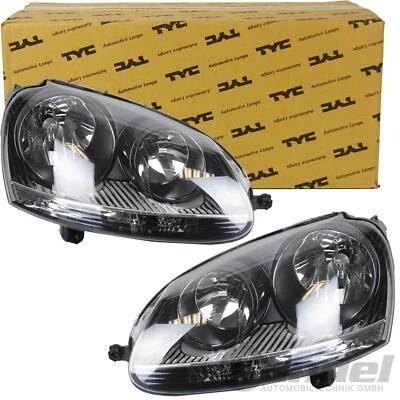 2x TYC HAUPTSCHEINWERFER VORNE RECHTS+LINKS SCHWARZ für VW GOLF 5 JETTA MIT LWR - Bild 1 von 4