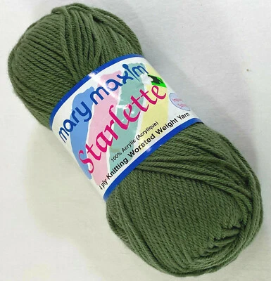 Mary Maxim STARLETTE Yarn Green Skein 4 Ply Orlon Acrylic 3.5 oz USA NEW - Image 1 of 4