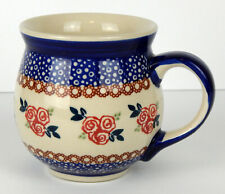 Tasse à bulles 16 onces poterie polonaise design rose Boleslawiec