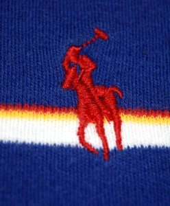 Vintage Polo Ralph Lauren Polo Shirt Size L 80s Polo Blue Yellow Made USA - Picture 1 of 8