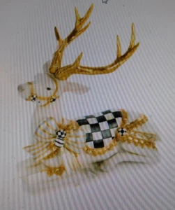 MACKENZIE-CHILDS WHITE BOW TIE RESTING DEER,NEW IN ORIGINAL BOX - Foto 1 di 1