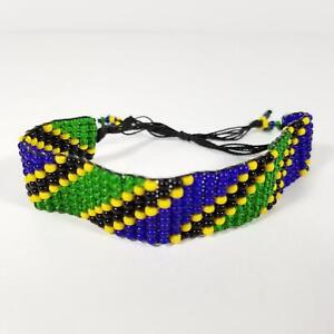 Handmade East African Ethnic Tribe New Maasai Tanzania Flag Fine Beaded Bracelet
