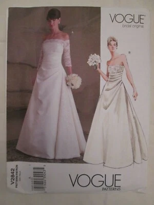 Vogue 2842 Bridal Original Wedding Dress Gown Pattern 6-10 Prom Formal Uncut  - Image 1 of 2